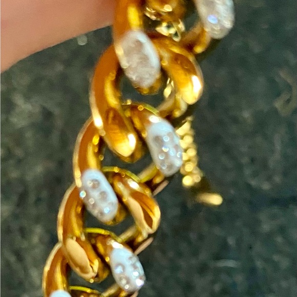 💥Asruye 10k Gold Plated Stainless Steel CZ Chunky 8” Bracelet💥 NIB - Picture 4 of 8